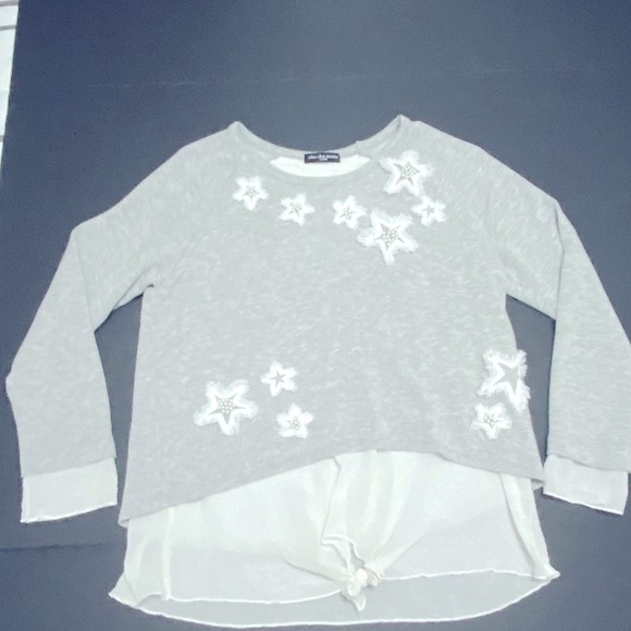 Cha cha vente women's Flowy top w/beading sheer bottom stars hem size Small - Picture 2 of 13